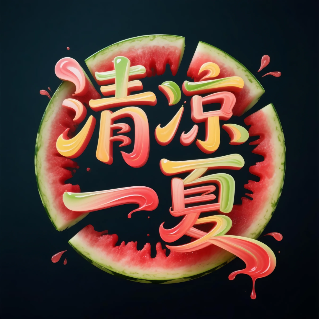即梦AI 【水果】【西瓜】| 炎炎夏日,来点西瓜字体解解渴,附提示词