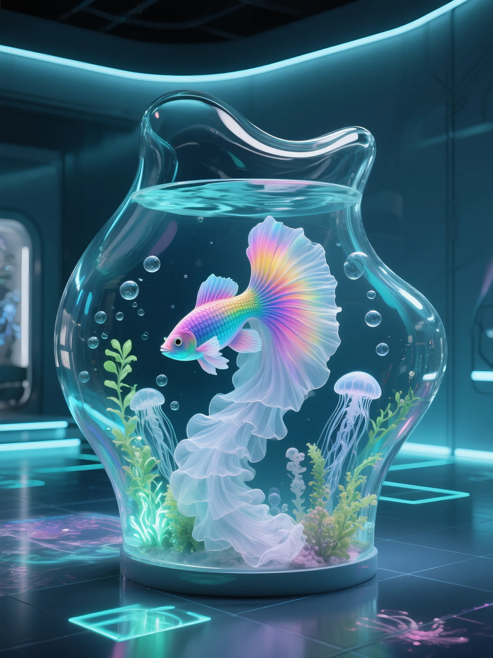 即梦AI 【动物】【鱼】| 这么绚丽的孔雀鱼谁不喜欢! 附提示词。