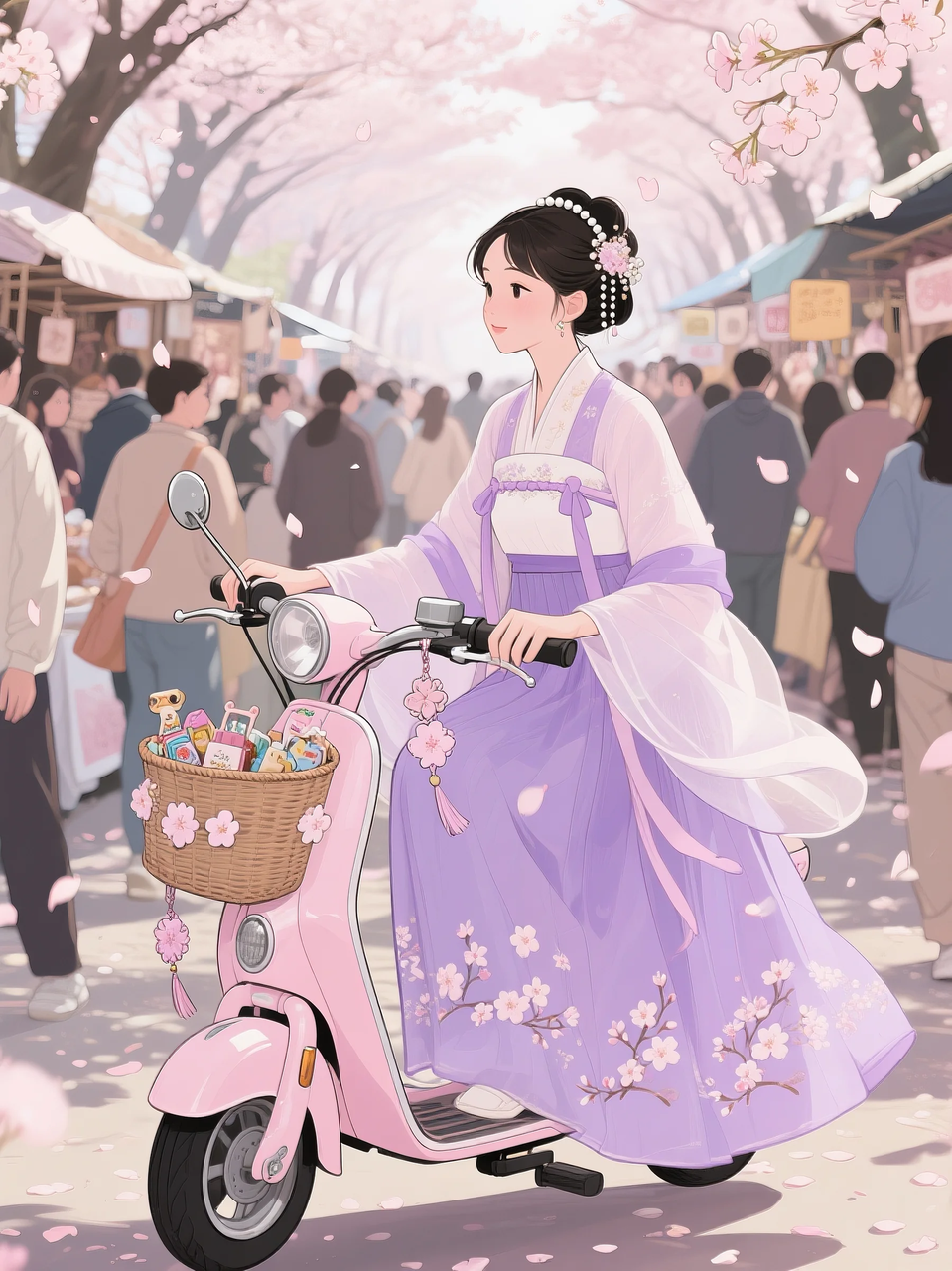 即梦AI 【二次元动漫】| 美女与机车,可爱治愈系风格,附提示词