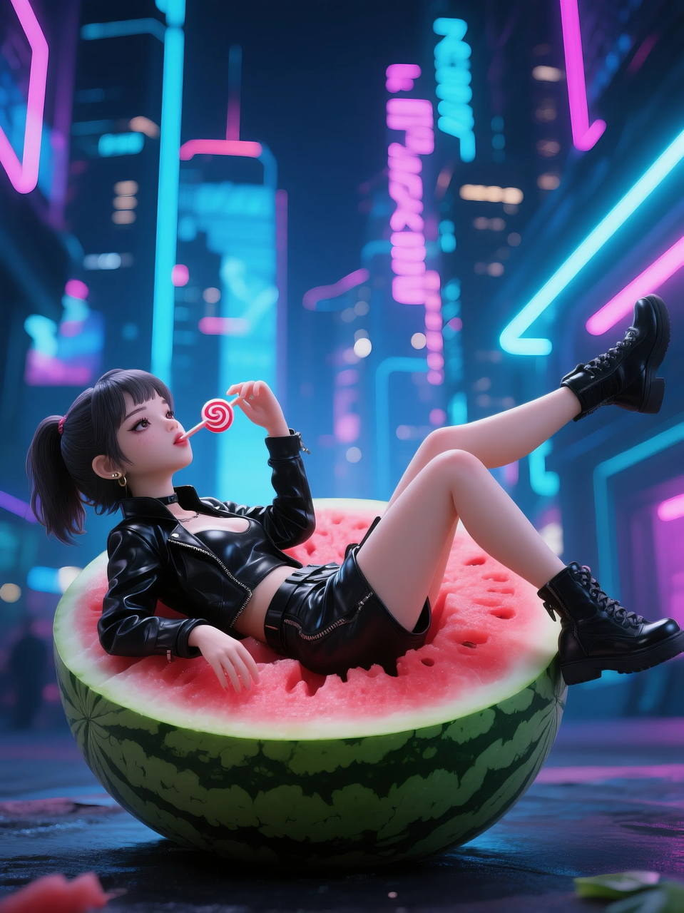 即梦AI 【水果】【西瓜】| 夏日里西瓜上的童趣,附提示词