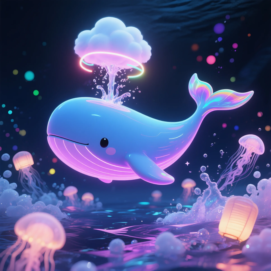 即梦AI 【动物】| 赛博风发光动物,又萌又可爱,附提示词