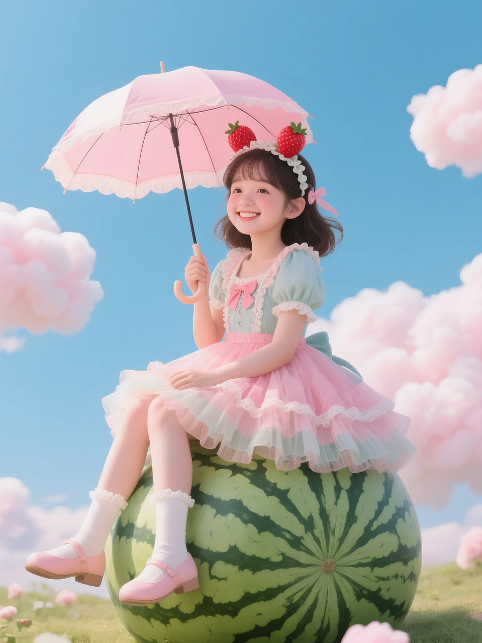 即梦AI 【水果】【西瓜】| 夏日里西瓜上的童趣,附提示词