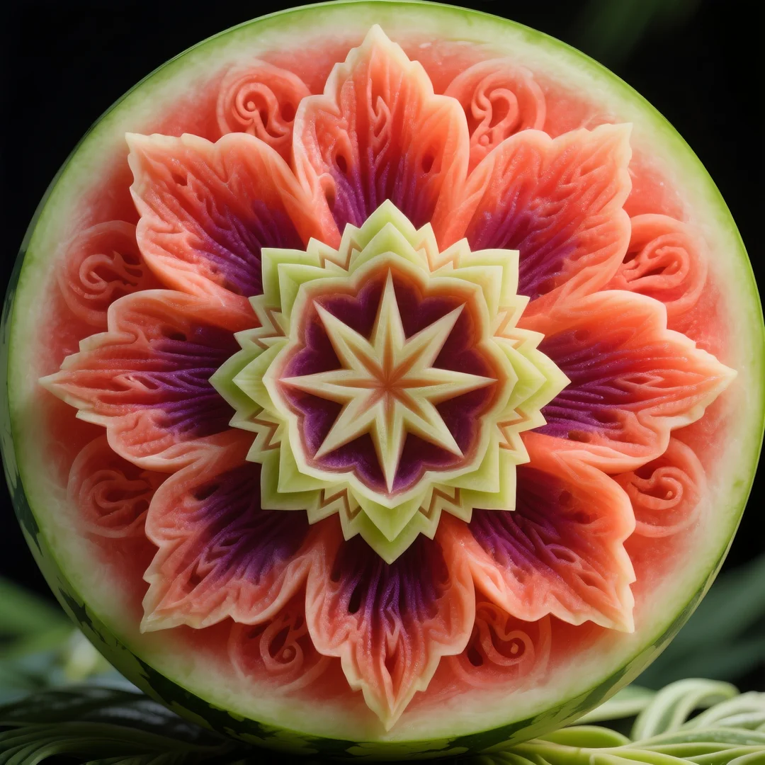 即梦AI 【水果】【西瓜】| 炎炎夏日,来一组赏心悦目的西瓜图案解暑降温,附提示词