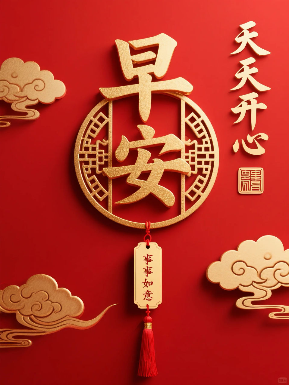 即梦AI 【文字图片素材】【早安祝福】| 用AI制作喜庆的早安祝福图片,附提示词