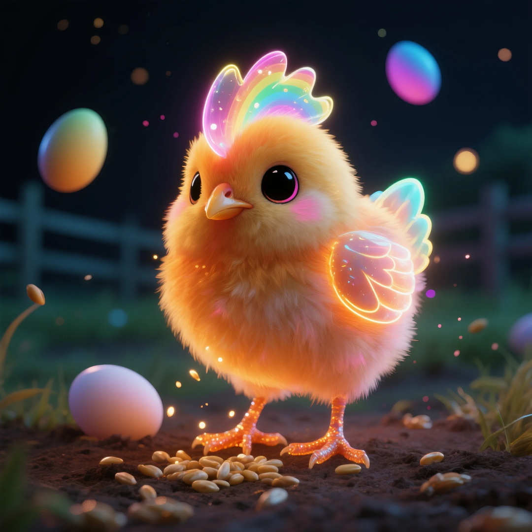 即梦AI 【动物】| 赛博风发光动物,又萌又可爱,附提示词