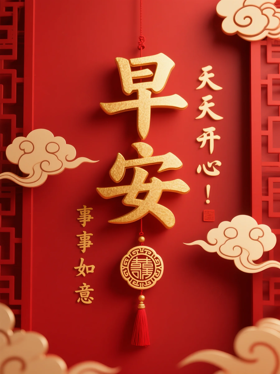 即梦AI 【文字图片素材】【早安祝福】| 用AI制作喜庆的早安祝福图片,附提示词