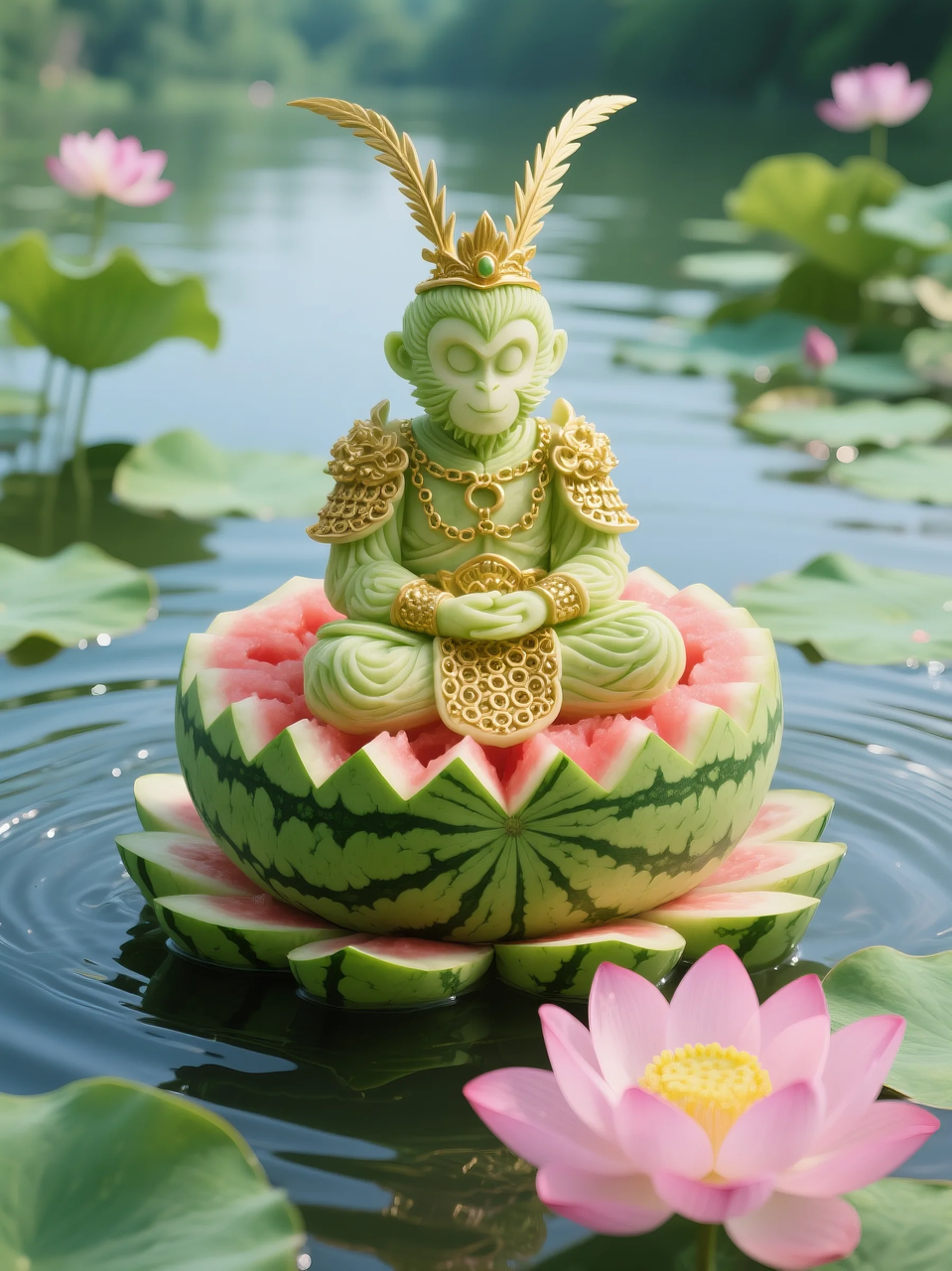 即梦AI 【水果】【西瓜】| 暑日修禅,炽火化凉~荷香漫漫,附提示词