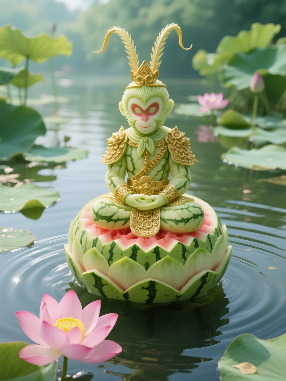 即梦AI 【水果】【西瓜】| 暑日修禅,炽火化凉~荷香漫漫,附提示词