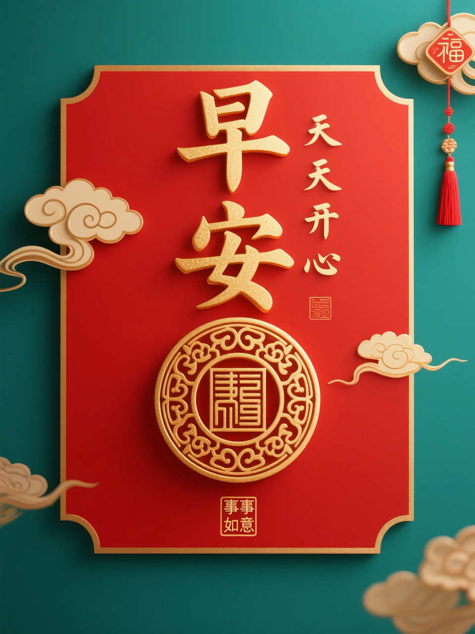 即梦AI 【文字图片素材】【早安祝福】| 用AI制作喜庆的早安祝福图片,附提示词