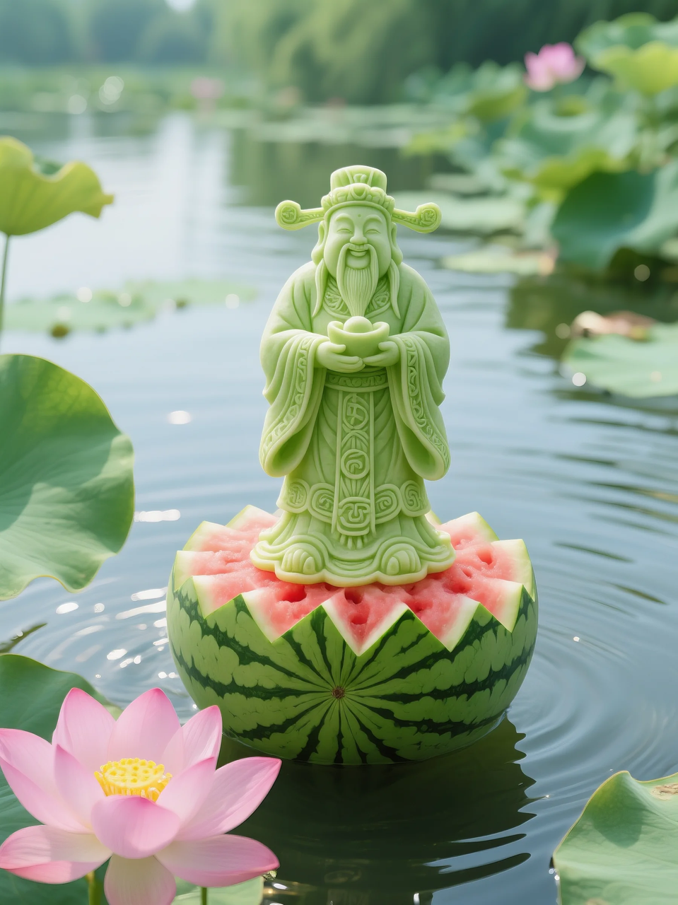 即梦AI 【水果】【西瓜】| 暑日修禅,炽火化凉~荷香漫漫,附提示词