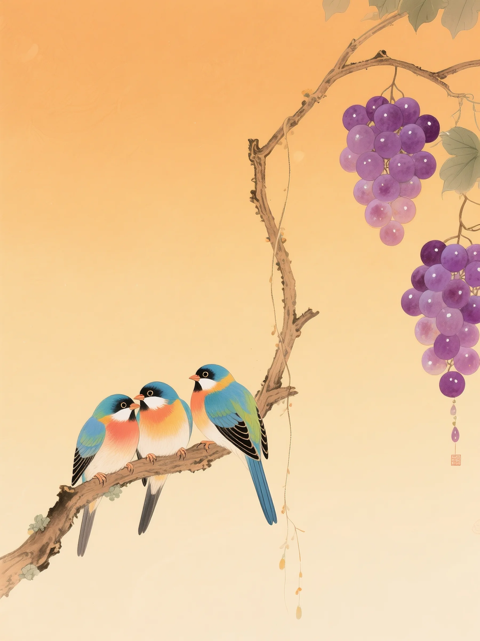 即梦AI 【插画设计】【动物】| 治愈的小鸟，附提示词