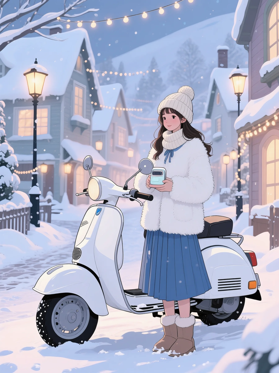 即梦AI 【二次元动漫】| 美女与机车,可爱治愈系风格,附提示词