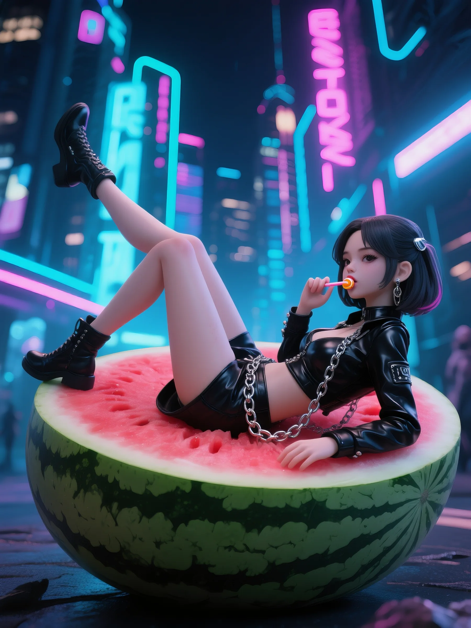 即梦AI 【水果】【西瓜】| 夏日里西瓜上的童趣,附提示词